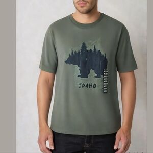 Canvas Men's NWT Green Idaho Nature Graphic Short Sleeve T-Shirt Size 2XL
